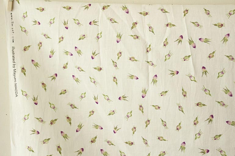 LINNETリネンプリント 薔薇つぼみ